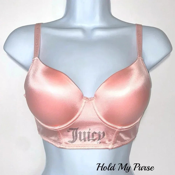 Juicy Couture Sexy Pink Push Up Bra size 34C & Cute Cat Lingerie Wash Bag New - Picture 2 of 7